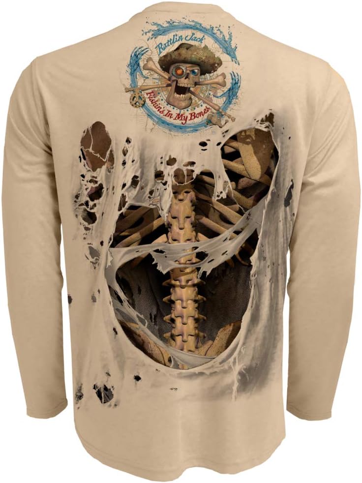 Rattlin Jack Men's UPF 50+ Fishing Skeleton Performance Long Sleeve Shirt