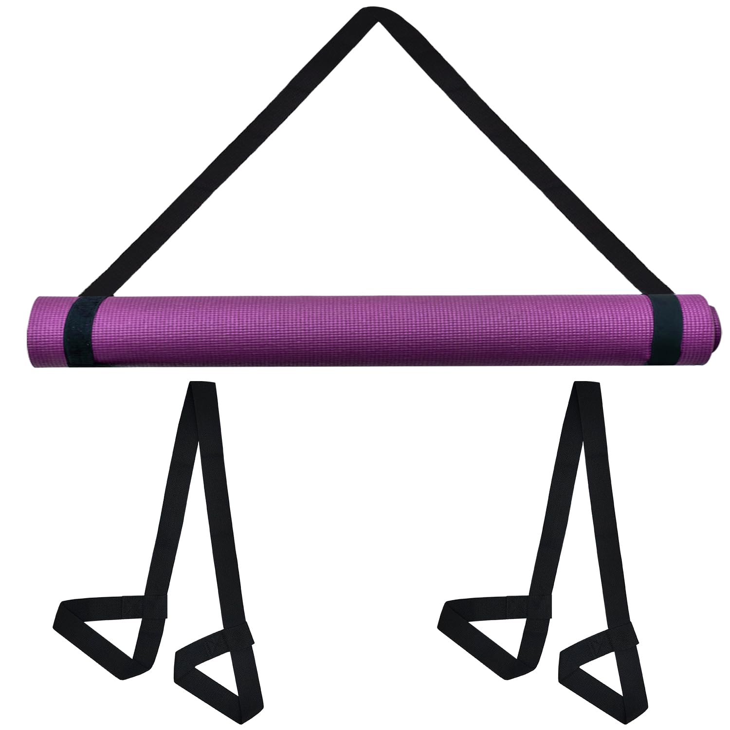 2 Pcs Yoga Mat Strap, Adjustable Yoga Mat Carrier Strap Yoga Mat Sling, Multi-Purpose Yoga Mat Carrying Straps for Yoga, Pilates, Exercise,stretching, Fitness, Dance, Skiing, Snowboarding, Black,