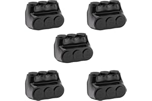 STARELO 5PCS 3 Port Insulated Connector, Single-Sided Splice, Multi Tap Cable Connector for Copper and Aluminum Wires, Slotted Hex, Black Vinyl Coated, Pre-Filled with Oxide Inhibitor (3/0-6 AWG)