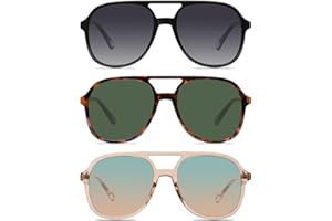 YDAOWKN Retro Square Aviator Sunglasses for Womens Mens Vintage 70s Double Bridge Sun Glasses