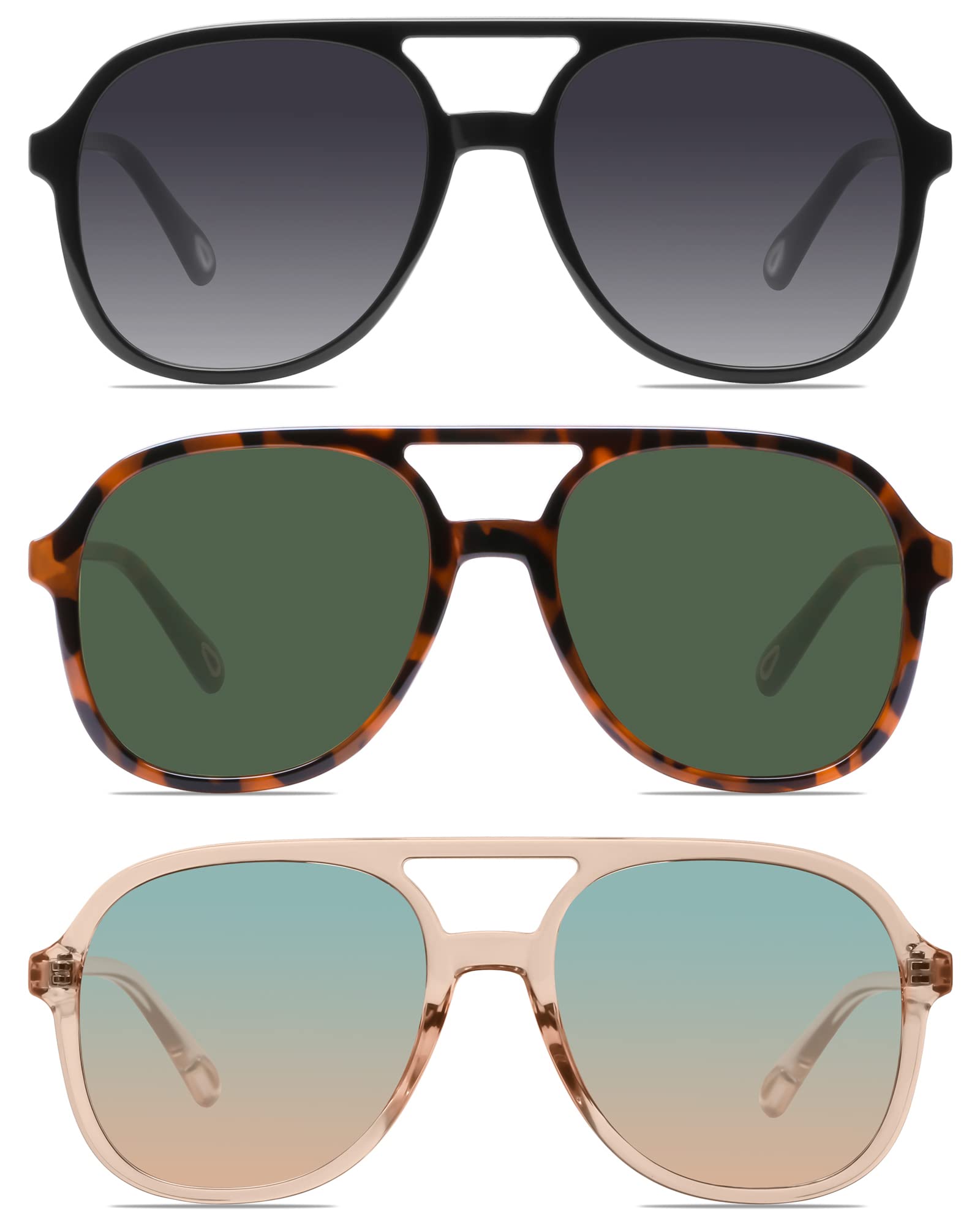 Retro Polarized Aviator Sunglasses UV400 Classic Square Frame Double Bar Vintage Solvue Polarized Aviator Sunglasses for men Retro Classic  main image 2