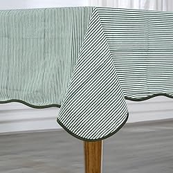 Ridhi Green Stripe Scallop 60x60 Inches Square