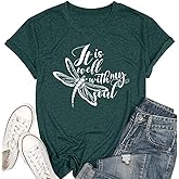 Be Still and Know Shirts for Women Casual Short Sleeve Christian Tee Tops