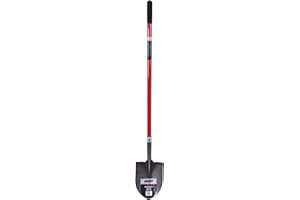 Heavy-Duty Round Point Shovel, Carbon Steel Blade, Fibreglass, Straight Handle