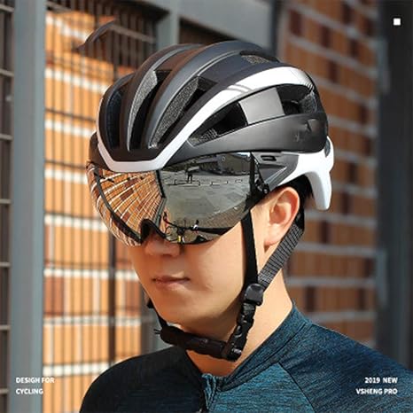 mountain bike helmet and goggles