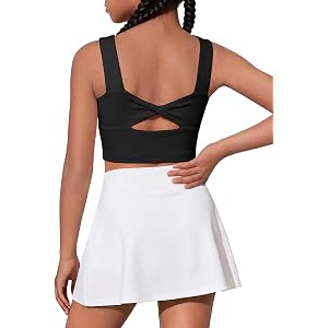 Haloumoning Girl's Twist Back Sports Bra Kids Athletic Training Bras 5-14Y | Active Workout Sports Gym Dance Tank Tops, With