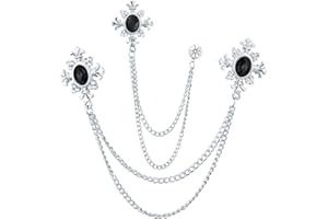 WCRAZYE 2PCS Long Chain Brooch Crystal Tassel Brooch Pin Gem Brooch Fashion Scarf Tie Pins for Women Men Wedding