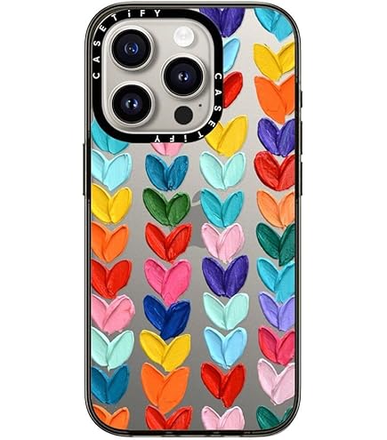 CASETiFY Compact IPhone 15 Case [4 Ft. 2X Military Grade Drop Protection/Slim/Lightweight] - Clear Polka Daub Hearts - Clear Black - View #6