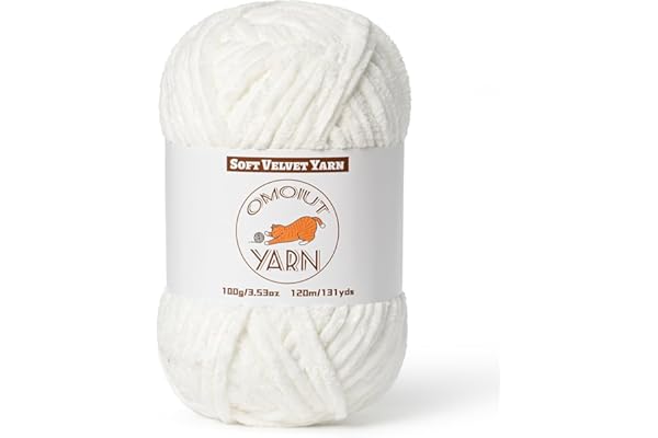 Fluffy Velvet Yarn for Crocheting, Chunky Chenille Baby Blanket Yarn for Crocheting, Soft Fuzzy Puzzle Yarn for Knitting, 100g/3.53oz Bulky Thick Amigurumi Crochet Yarns（White）