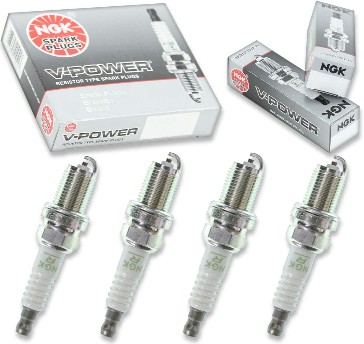 NGK V-Power Spark Plugs (Set Of 4) For Jeep Wrangler 2.5L L4 – 1987-2002 – Direct Fit OEM Replacement