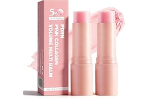 PDRN Pink Collagen Volume Multi Balm Stick - 5% Anti-Aging Face & Lip Balm with Salmon DNA & Marine Collagen - Instantly Plum