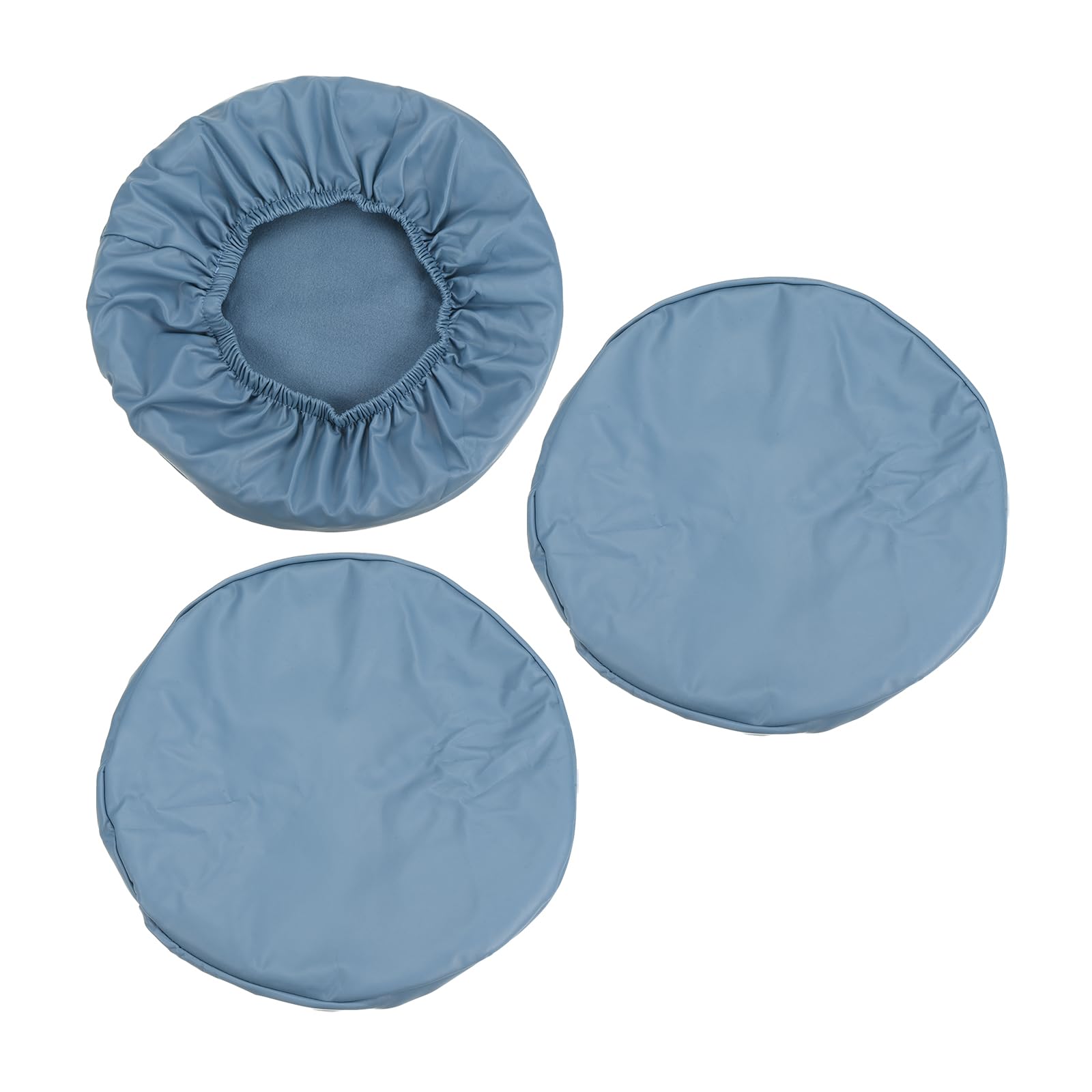 PATIKIL Round Bar Stool Cover, 3 Pack PU Leather Elastic Bar Stool Cover Waterproof Stool Cushions for Diameter 12"-14" Chair, Blue-gray