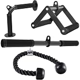 Fit4Fun Cable Machine Attachment Set,Non-Slip Rubber Grip LAT Pulldown Attachments for Pulley System, Cable Attachments for Gym