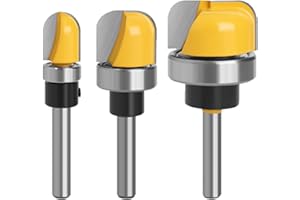 VIKITON 1/4 Inch Shank Yellow Bowl and Tray Template Router Bit Set, 1/4 Router Bit Set 1/4 Shank Router Bits Set, Carbide Wood Router Bits for Woodworking, 3PCS