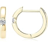 EONFUN Moissanite Hoop Earrings for Women 0.12CTTW D Color VVS1 925 Sterling Silver Huggie Earrings for Anniversary Birthday Gifts (Gold)