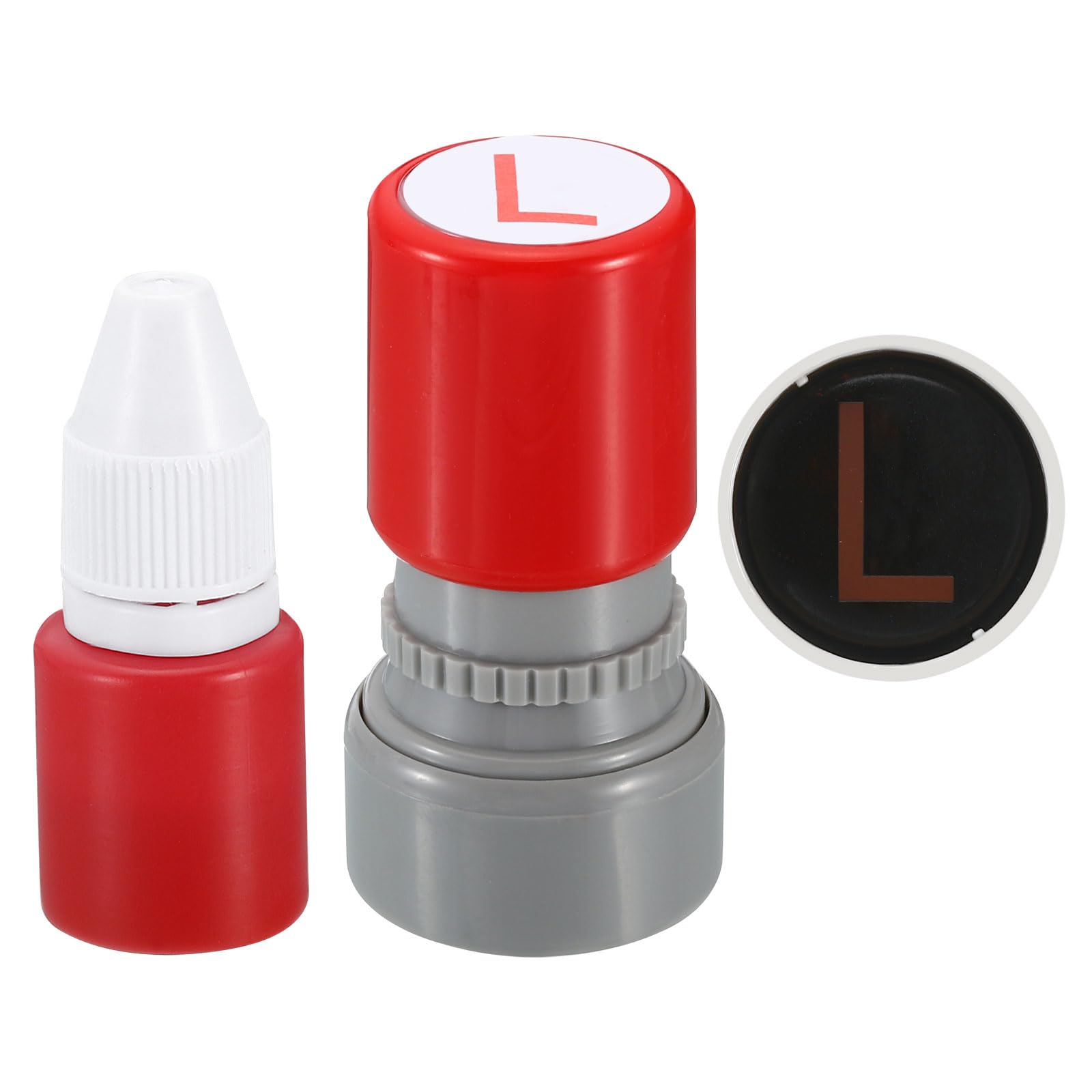 PATIKIL Letter Stamps Self Inking, Character L Alphabet Teacher Stamp Initial Stamp Mini Ink Stamp for Class Notebook Scrapbooking DIY Craft, Red Ink