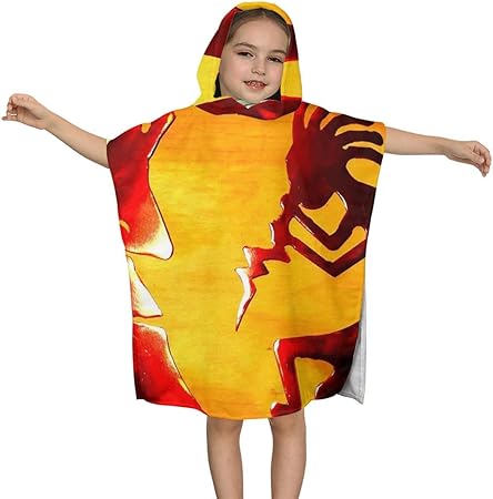 Kokopelli y Moon Spirit of Music Toalla de baño con Capucha para niños