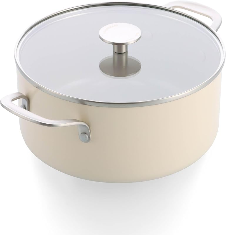 Cacerola de aluminio con revestimiento cerámico antiadherente con tapa de vidrio, 24 cm/4,91 L, libre de PFAS — foto 1 de 8