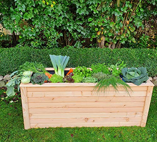Koll Living Hochbeet aus Lärche, 190x100x65 cm, aus nachhaltiger europäischer Forstwirtschaft - nutzbar als Pflanzkasten, Kräuterbeet oder Anzuchtbeet - Lieferung inkl. Kleineisen und Pflanzfolie Grau – Bild 8