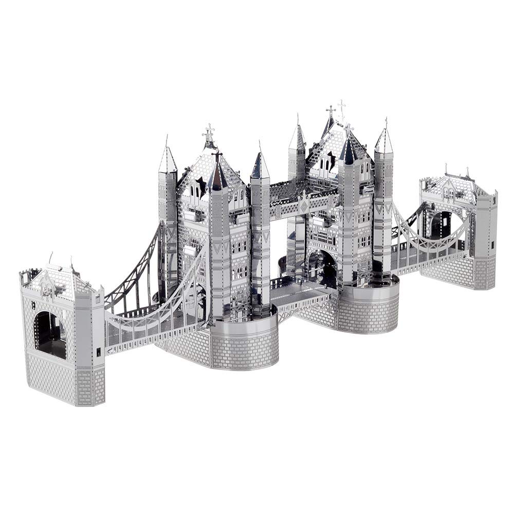 Piececool 3D Puzzle Metal London Tower Bridge Silver, Architecture Craft Model Kits for Adults to Build, 3D Puzzles Adult Teens for 304 Stainless Steel, Decoration, Collection, 65 Pieces — image 1