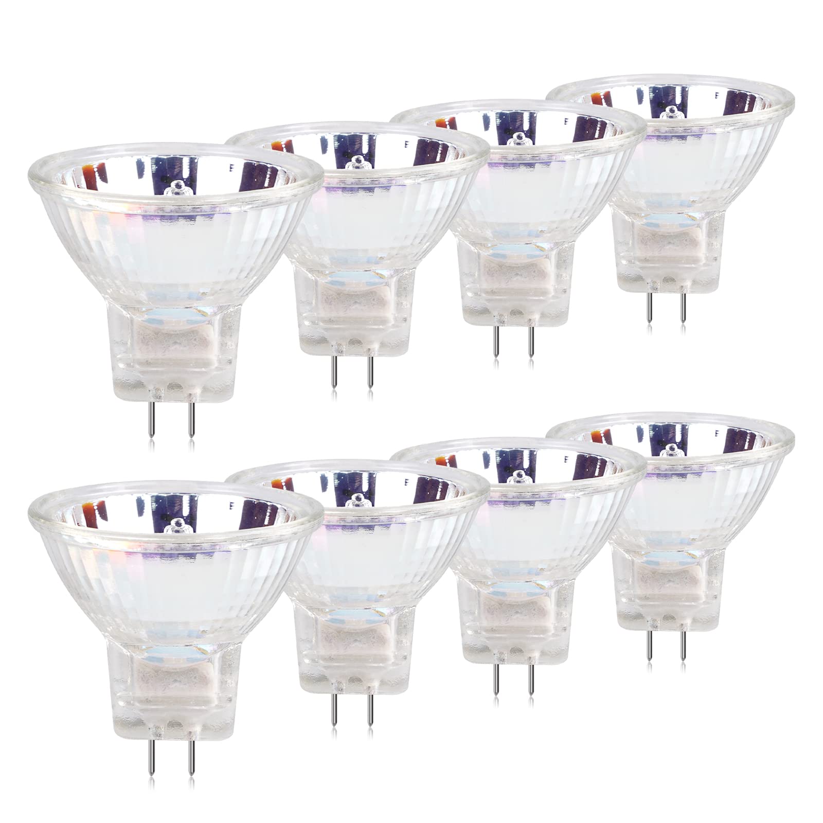 TobeBright 5W 6V MR11 GU4 Halogen Light Bulbs, GU4 Bi-Pin Base Dimmable 2800K Warm White Christamas Spotlight Lamp 35mm Diameter Low Voltage Reflector Light Bulb for Festival Decorations, 8 Pack
