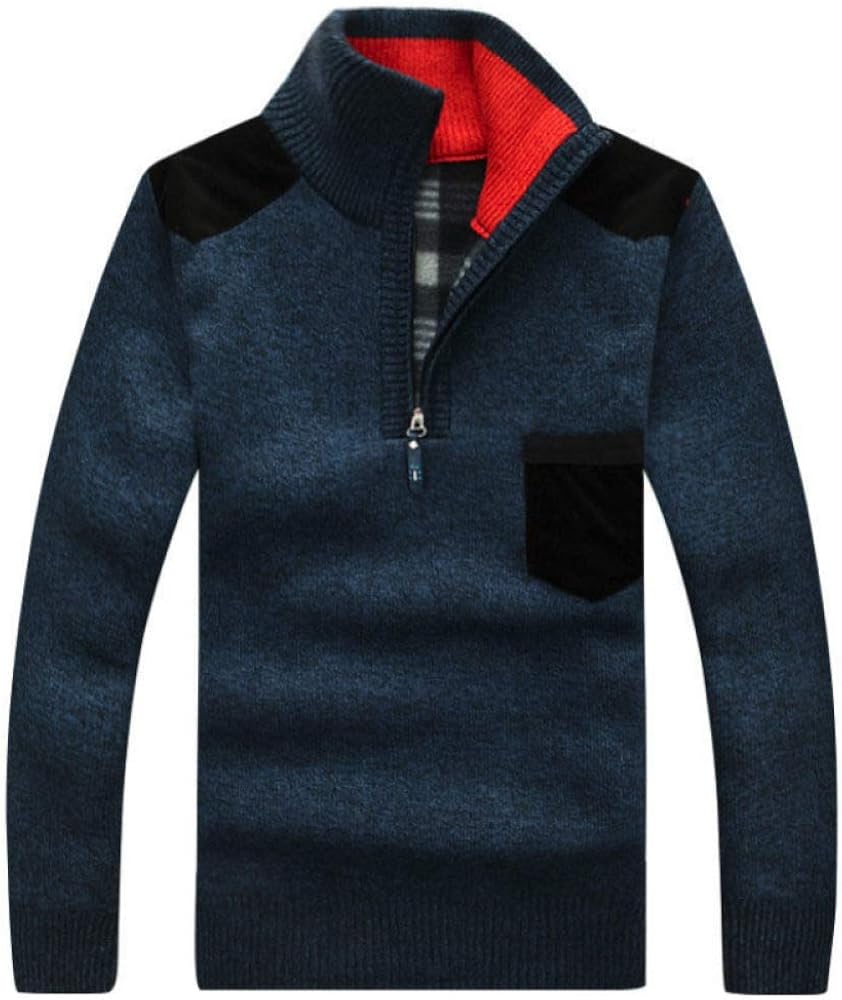 Jersey de Cuello Alto de Invierno Azul para Hombre, Jersey de Lana de