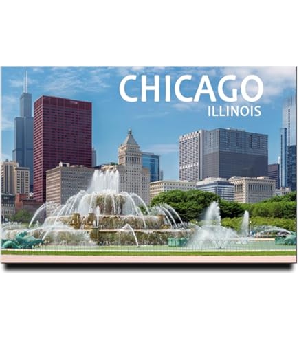 Chicago Vintage Travel Art Refrigerator Magnet - 2.5 X 3.5 Inch Souvenir Decoration