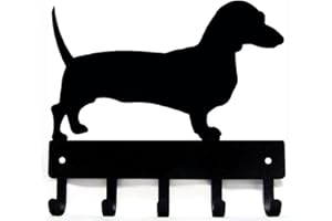 The Metal Peddler Dachshund Key Holder for Wall - Small 6x5 inch with 5 Hooks - Made in USA