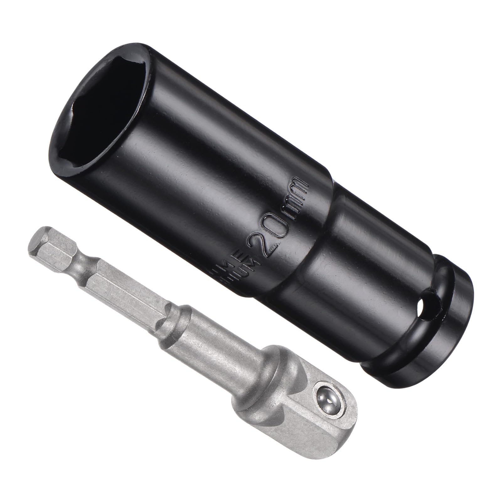 CoCud Deep Socket Set, 20mm Socket 3" Length 1/2" Drive, CR-V 6-Point Drive Socket Accessory Set with 1/4" Socket Adapter - (Applications: for Electric Hand Drill Screwdriver)