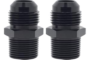 VehiMata 4AN Male Flare to 3/8 NPT Straight Pipe Fitting Adapter Union Connector Aluminum Black 2PCS