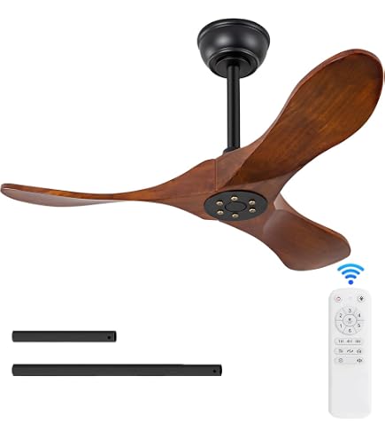 KBZZ 36” Modern Ceiling Fan No Light – 6-Speed Reversible DC Motor, 3 ABS Blades, Remote Control, Indoor/Outdoor (Black)