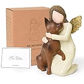 FVFVAHO German Shepherd Gifts for Dog Lovers, German Shepherd Memorial Gifts for Women, Resin Black Dogs Angel Figurine of Friendship for Pet Loss Sympathy Bereavement Remembrance Gift