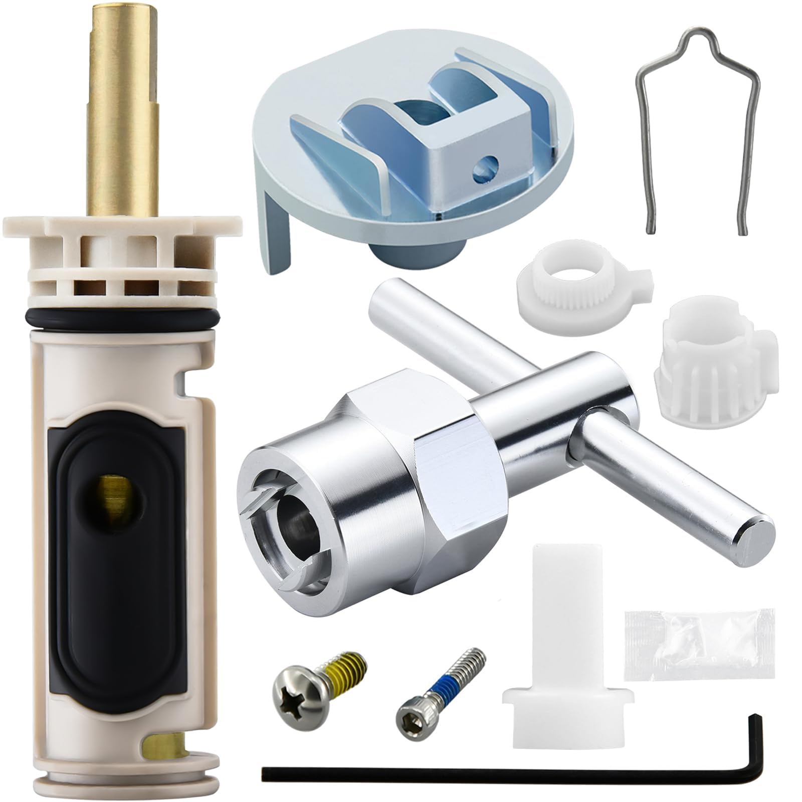 Photo 1 of 1222 Cartridge Kit for Moen 1222 Replacement Cartridge with Removal Tool 104421 and Handle Adapter 116653, for Moen Posi Temp Shower Repair