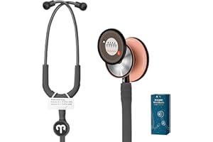 FriCARE Tunable Stethoscope - Dual Head Estetoscopio for Nurses, Doctors, Paramedics, Students - FSA/HSA Eligible Stethoscopes, Graphite Tube, Matte Rose-gold Finish Chestpiece