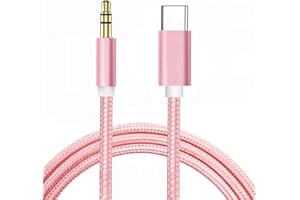 WAHBITE USB-C to 3.5mm Aux Audio Cable, Apple MFi Certified Car Stereo Cord for iPhone 15/15 Plus/ 15 Pro/ 15 Pro Max, iPad Pro, MacBook, Samsung Galaxy S23 S22 Note 20, Pixel 5 6 (Pink)
