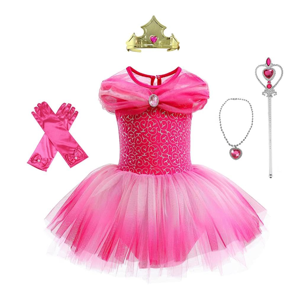 Lito Angels Princess Aurora Sleeping Beauty Ballerina Costume Ballet Leotard Fancy Dance Wear Tutu Dress with Accessories for Kids Girls Age 2-3 Years, Hot Pink (Tag Number 100) — image 1