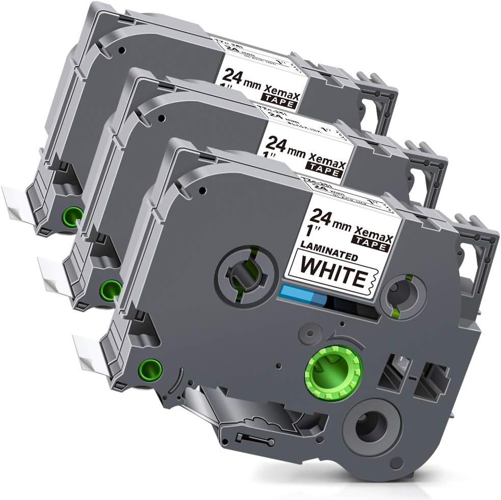 3X XemaX 24mm Label Tape Replacement for Brother Tze-251 Aze251 TZe251 TZ251 TZe Laminated Tape Black on White Compatible for Brother Labeller PT-D600VP PT-H500 PT-2730 PT-P700 PT-P750W PT-E550WVP