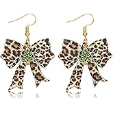 Leopard Earrings Cheetah Print Bow Earrings for Women Black Cheetah Leopard Ears Accessories Gifts Stuff Jewelry Black Bow Earring Dangle