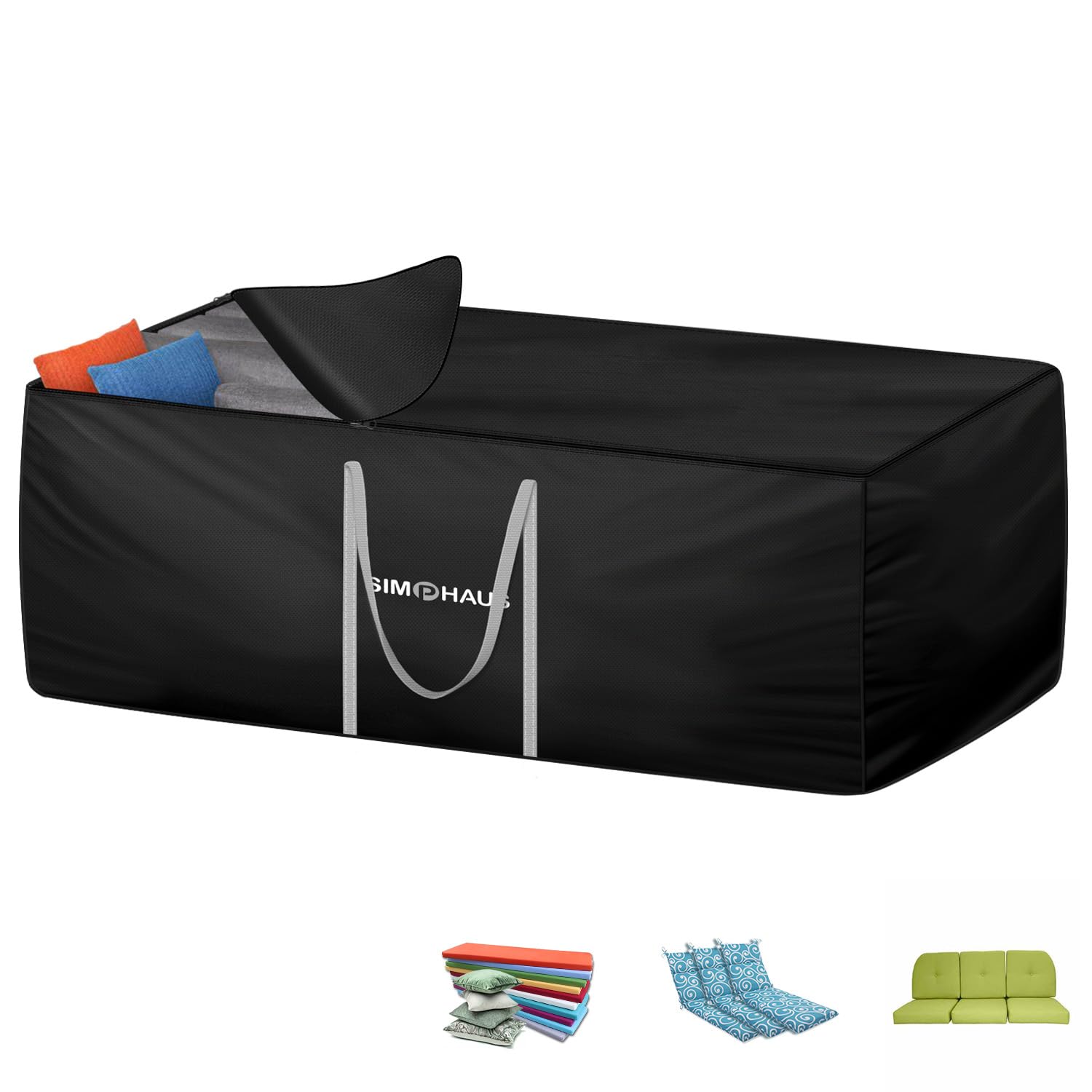 SIMPHAUS Garden Furniture Cushion Storage Bag,420D Oxford Fabric Large Outdoor Cushion Storage Bags for Garden Cushions,Sun Lounger Cushions,Moving Home,Christmas Tree Storage Bag with Zip 180x80x60cm