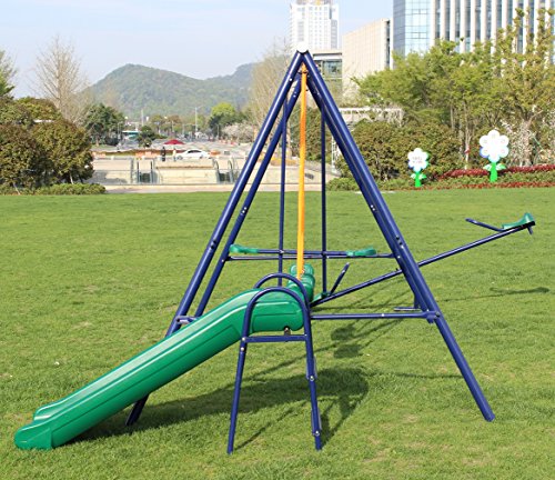 KLB Sport Metal Swing Set w/ Slide (Blue)