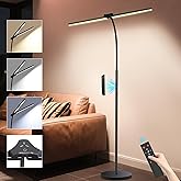 StarMoitic 24W/2400LM Dual Head LED Floor Lamp for Office, Ultra Bright Reading Standing Task Lamp, Adjustable Panels with Remote, No Glare Puzzle Light for Tattoo, Piano, Sewing, Lash, Craft