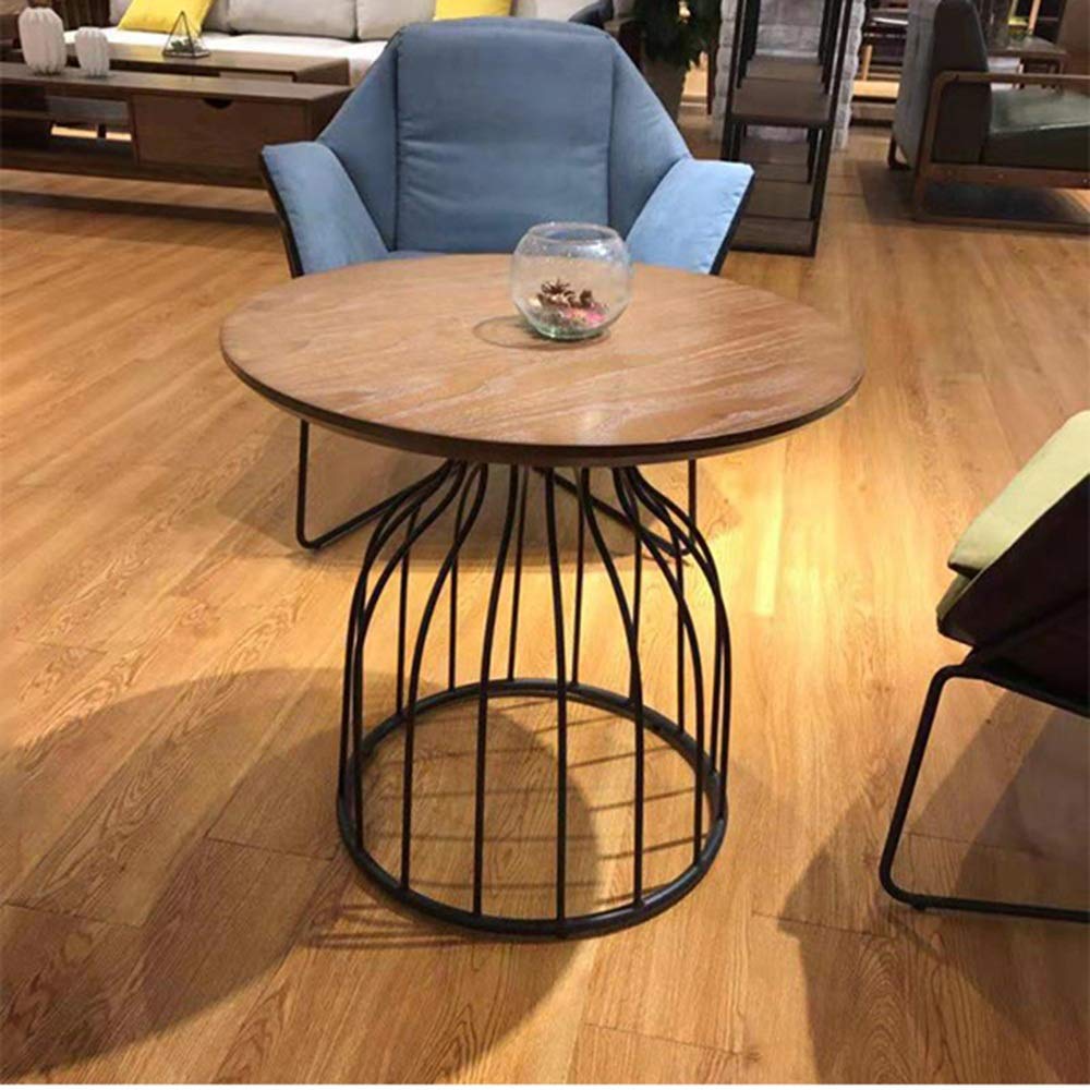 Tavolino Rotondo In Legno Massello Di Design In Ferro