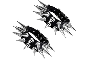 Manfnee PU Leather Braclet for Man Women Goth Punk Rock Leather Cuff Studded Wristband Black