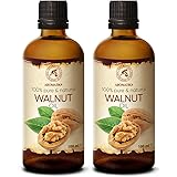 AROMATIKA Set Walnut Oil 6.8 Fl Oz - 2x100ml - Juglans Regia Seed Oil - USA - 100% Pure - Intensive for Face Care - Body - Ha