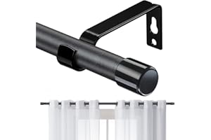 FACTIONGARDEN Curtain Rods for Windows 28 to 48 Inch, 5/8 Inch Matte Black Curtain Rod Set with Brackets Heavy Duty Small Drapery Curtain Rods, Size: 23-52 Inch