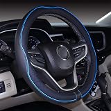 ISTN Microfiber Leather Steering Wheel Cover 15 inch Universal Black Blue view 2