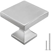 homdiy Brushed Nickel Cabinet Knobs 25 Pack Satin Nickel Square Knobs | Solid Zinc Alloy, Silver Kitchen Drawer Pulls, Single Hole Drawer Hardware, Silver Dresser Handles, Screws Included