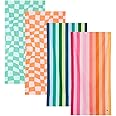 Dock & Bay Beach Towel - Quick Dry, Sand Free - Compact, Lightweight - 100% Recycled - Includes Bag - Tangerines & Greens - Set of 4 - Extra Large (200x90cm, 78x35)