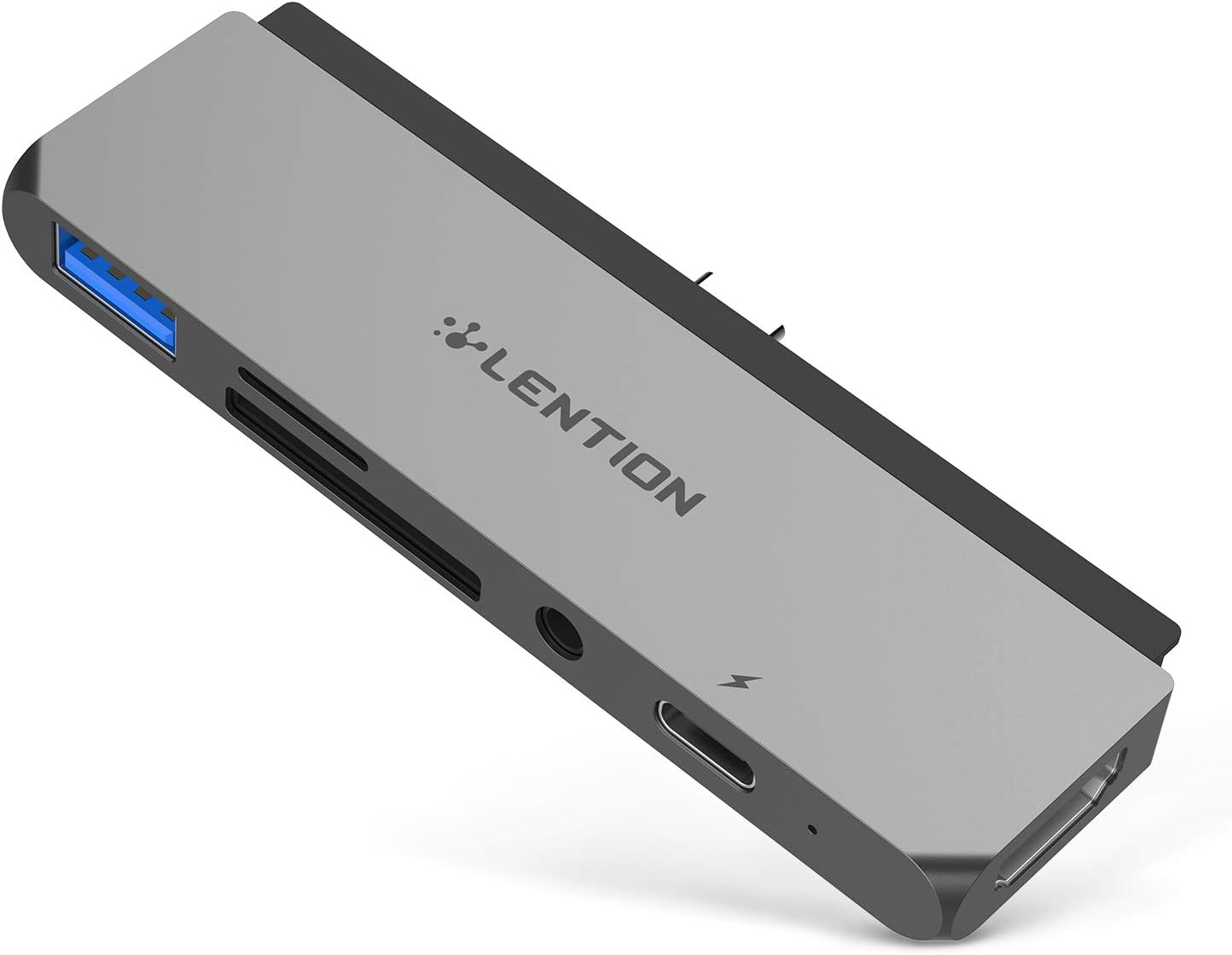 LENTION USB C Multi-Port Hub for 2018 2019 New iPad Pro 11/12.9, with 4K HDMI, USB 3.0, SD/Micro SD Card Readers, Power Delivery and 3.5mm Aux Adapter (Space Gray)
