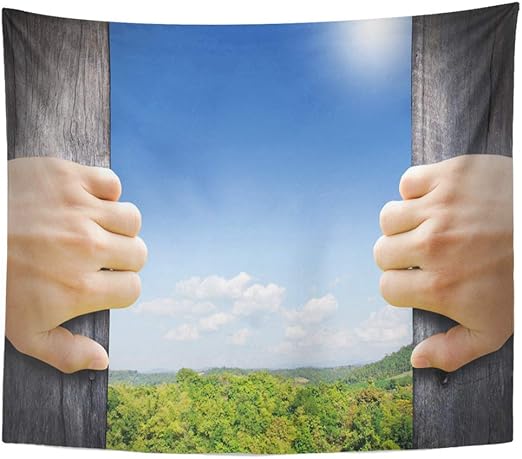 Amazon Com Emvency Decor Wall Tapestry Green Start New Life Hands